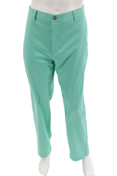 Vineyard Vines Mens Chinos Green Polyester Button Size 36