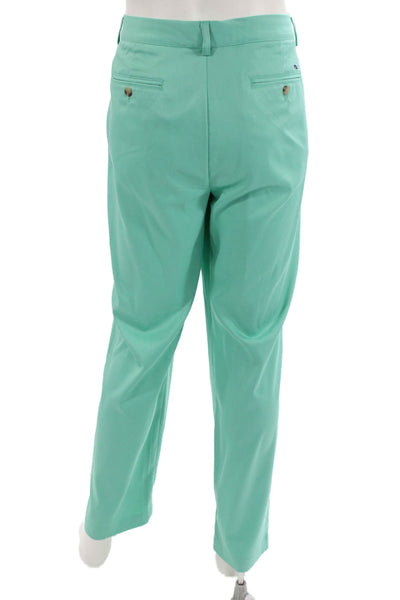 Vineyard Vines Mens Chinos Green Polyester Button Size 36