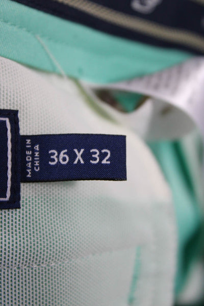 Vineyard Vines Mens Chinos Green Polyester Button Size 36
