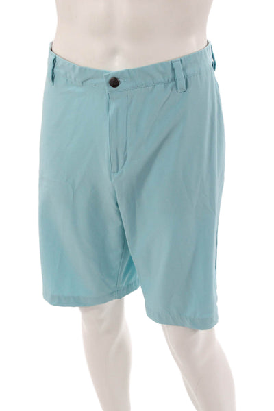 Adidas Mens Bermuda Shorts Light Blue Button Solid Polyester Spandex Size 38