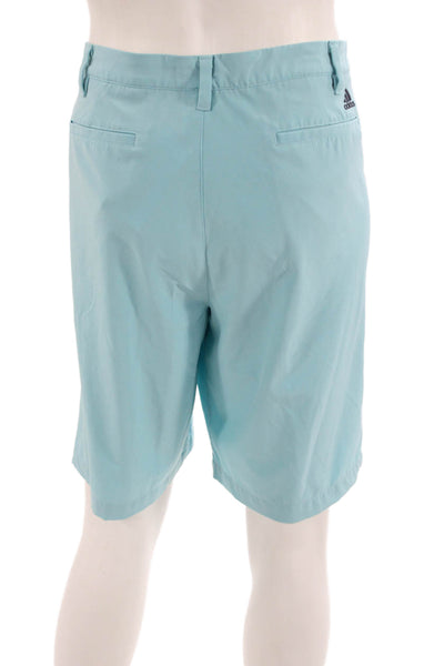 Adidas Mens Bermuda Shorts Light Blue Button Solid Polyester Spandex Size 38