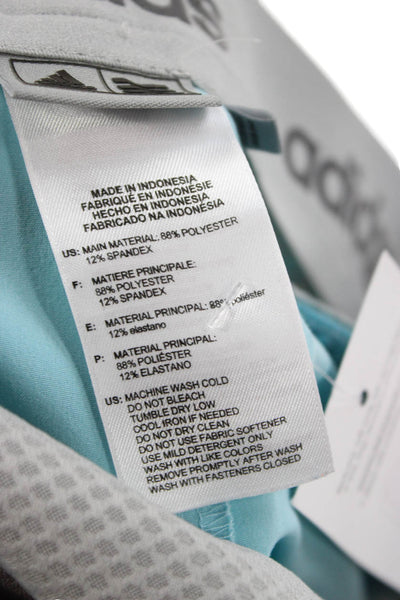 Adidas Mens Bermuda Shorts Light Blue Button Solid Polyester Spandex Size 38