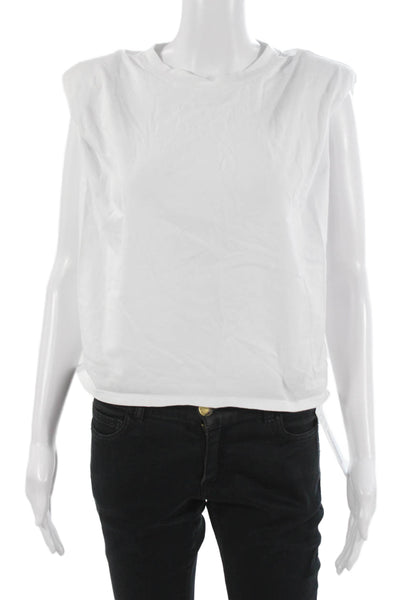 Babaton Women Basic Sleeveless Crew Neck White Cotton T-Shirt Size XS