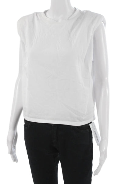 Babaton Women Basic Sleeveless Crew Neck White Cotton T-Shirt Size XS