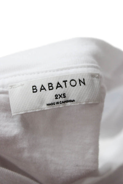 Babaton Women Cropped Basic Cotton Sleeveless Crew Neck Button T-Shirt Size 2XS