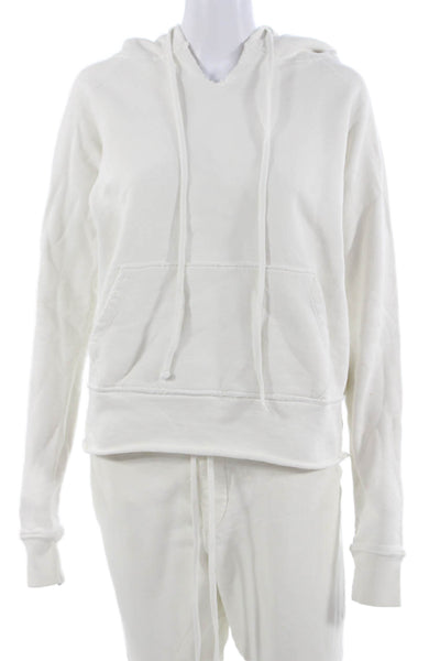 Nili Lotan Womens Long Sleeves Hooded Sweat Suit White Size Extra Small