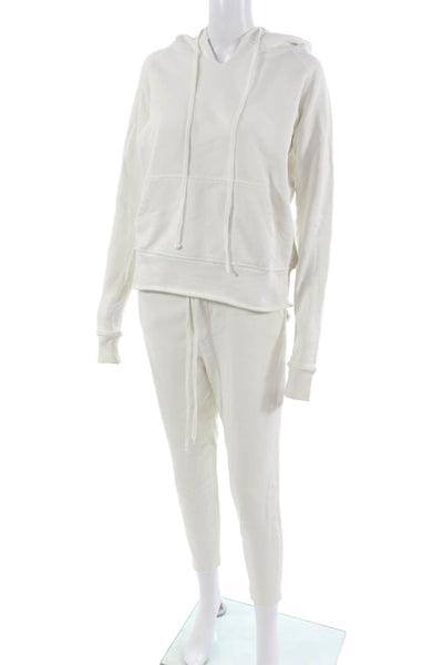 Nili Lotan Womens Long Sleeves Hooded Sweat Suit White Size Extra Small