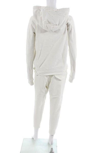 Nili Lotan Womens Long Sleeves Hooded Sweat Suit White Size Extra Small