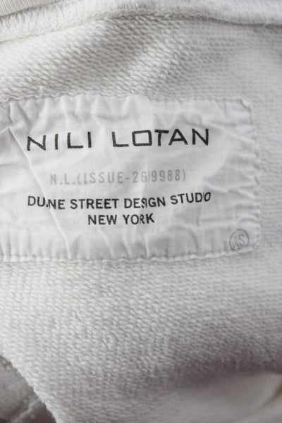 Nili Lotan Womens Long Sleeves Hooded Sweat Suit White Size Extra Small
