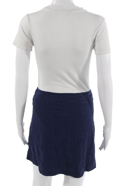 Jude Connally Women A-Line Mini Skirt Dark Blue Geometric Nylon Blend Size L