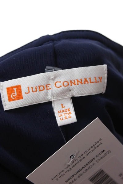 Jude Connally Women A-Line Mini Skirt Dark Blue Geometric Nylon Blend Size L