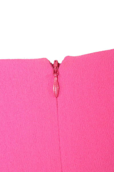 Trina Turk Womens Pink V-Neck Shift Dress 3/4 Sleeve Hook & Eye Size 14