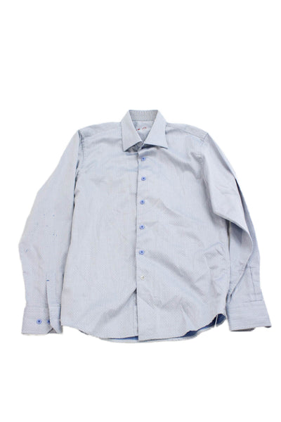 Robert Graham Childrens Boys Button Down Dress Shirt Blue Cotton Size 14-16