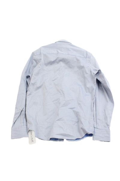 Robert Graham Childrens Boys Button Down Dress Shirt Blue Cotton Size 14-16