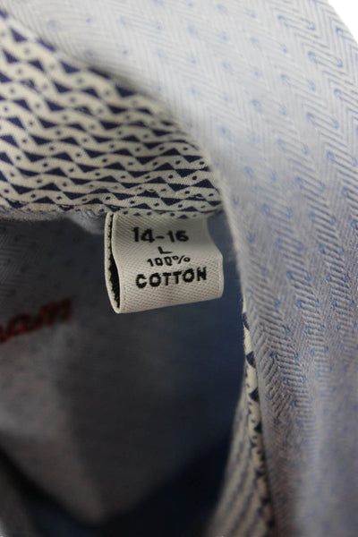 Robert Graham Childrens Boys Button Down Dress Shirt Blue Cotton Size 14-16