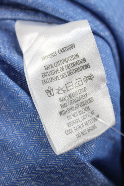 Robert Graham Childrens Boys Button Down Dress Shirt Blue Cotton Size 14-16