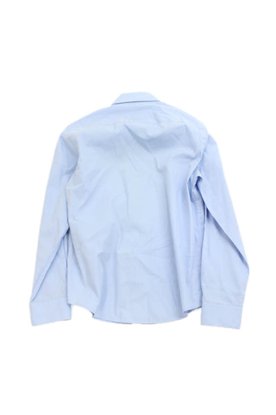 Jos A Bank Childrens Boys Button Down Dress Shirt Blue Cotton Size 14