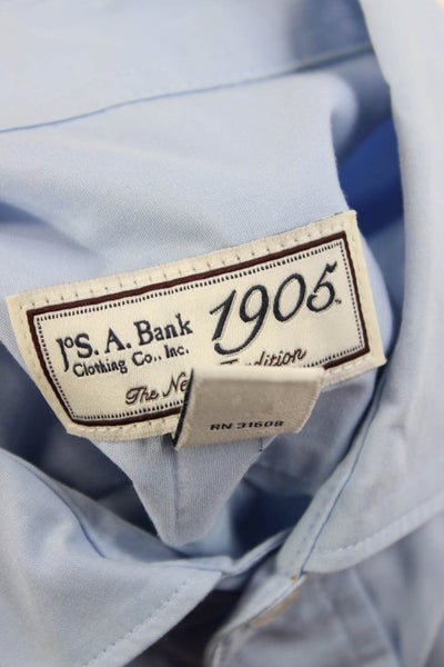 Jos A Bank Childrens Boys Button Down Dress Shirt Blue Cotton Size 14