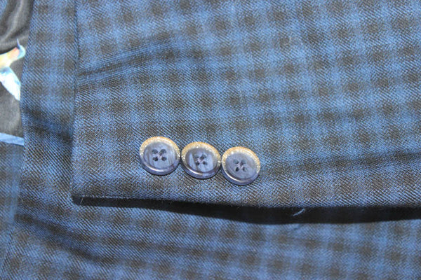 Tallia Childrens Boys Plaid Two Button Blazer Blue Black Wool Size 12