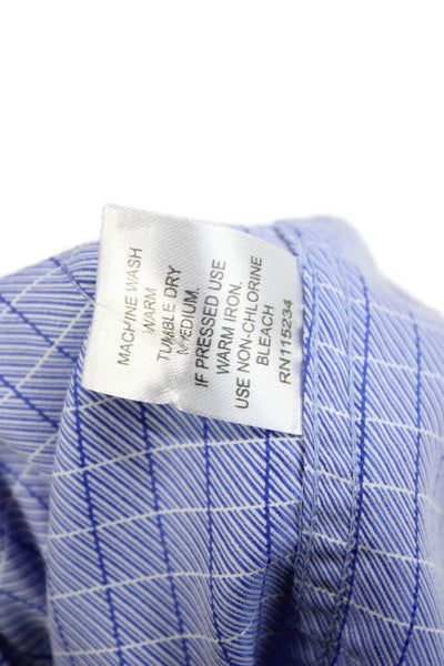 L & Z Royal Childrens Boys Plaid Button Down Shirt Blue Cotton Size 14