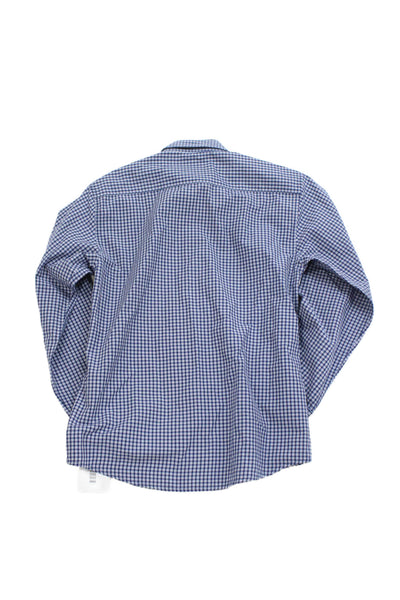 Leo & Zachary Childrens Boys Plaid Button Down Shirt Blue Cotton Size 14