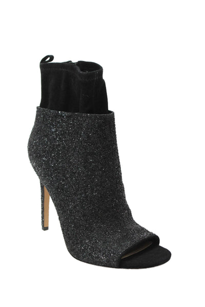 Via Spiga Womens Glitter Open Toe Ankle Boots Black Size 8.5 Medium