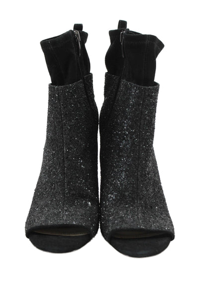 Via Spiga Womens Glitter Open Toe Ankle Boots Black Size 8.5 Medium