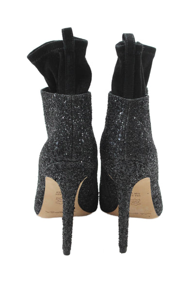 Via Spiga Womens Glitter Open Toe Ankle Boots Black Size 8.5 Medium