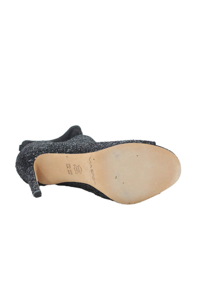 Via Spiga Womens Glitter Open Toe Ankle Boots Black Size 8.5 Medium