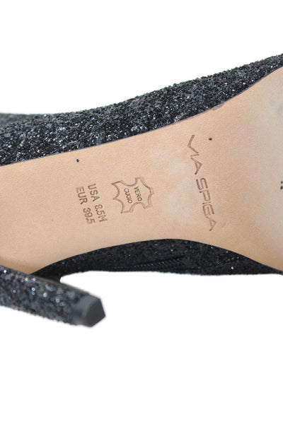 Via Spiga Womens Glitter Open Toe Ankle Boots Black Size 8.5 Medium