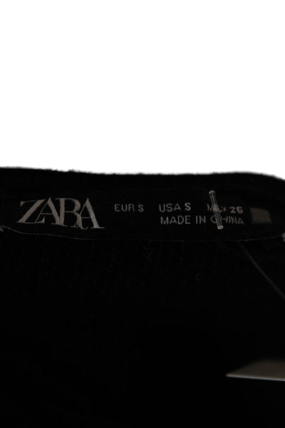 Zara Unisex Black 80s Pullover Sweater Long Sleeve Size S