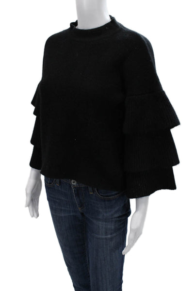 Endless Rose Unisex Black Bohemian Pullover Sweater Crew Neck 3/4 Sleeve Size S