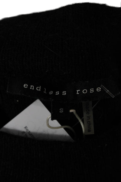 Endless Rose Unisex Black Bohemian Pullover Sweater Crew Neck 3/4 Sleeve Size S