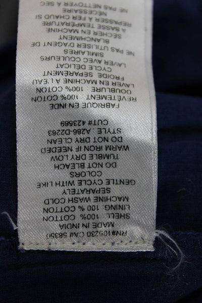 Joie Women Shift Dress Dark Blue 100% Cotton Geometric Short Sleeve Size M