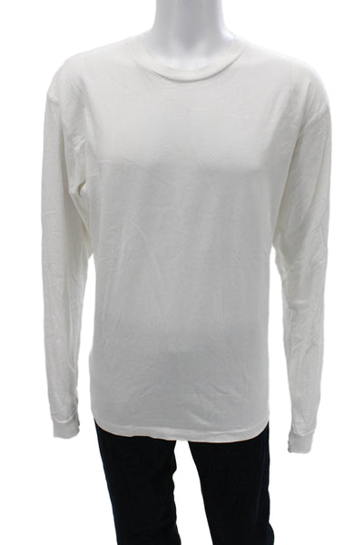 John Elliott Mens White Crew Neck Long Sleeve T Shirt Designer Size 2
