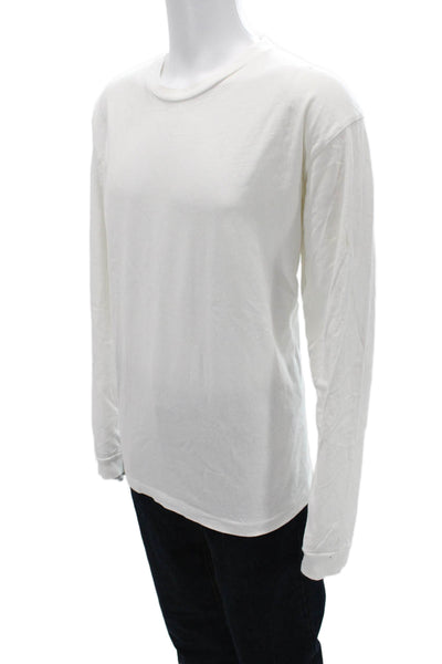 John Elliott Mens White Crew Neck Long Sleeve T Shirt Designer Size 2