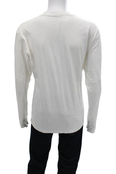 John Elliott Mens White Crew Neck Long Sleeve T Shirt Designer Size 2