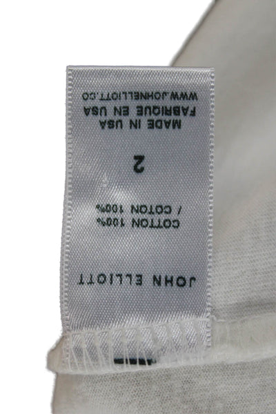 John Elliott Mens White Crew Neck Long Sleeve T Shirt Designer Size 2