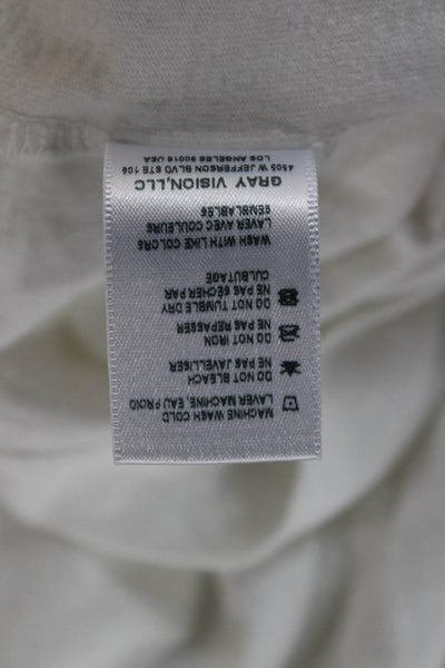 John Elliott Mens White Crew Neck Long Sleeve T Shirt Designer Size 2