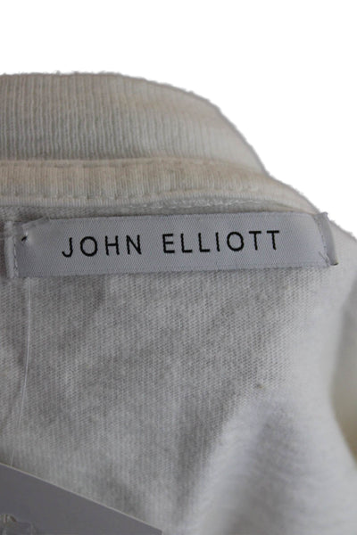 John Elliott Mens White Crew Neck Long Sleeve T Shirt Designer Size 2