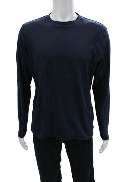 Robert Barakett Mens Dark Blue Long Sleeve Pima Cotton Crew Neck T-Shirt Size L