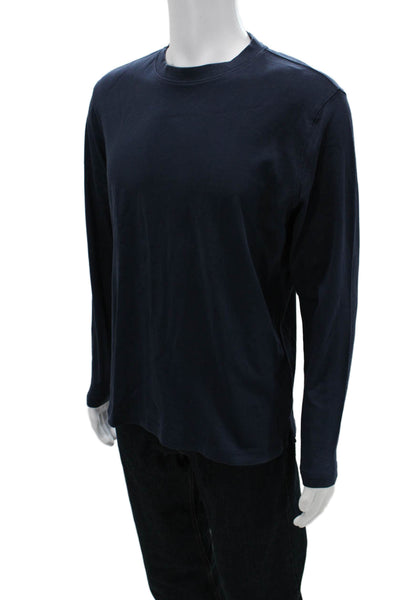Robert Barakett Mens Dark Blue Long Sleeve Pima Cotton Crew Neck T-Shirt Size L