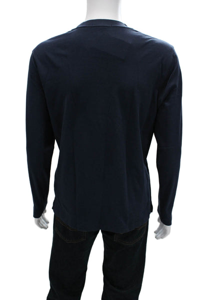 Robert Barakett Mens Dark Blue Long Sleeve Pima Cotton Crew Neck T-Shirt Size L