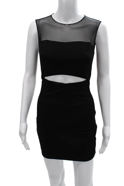 Elizabeth & James Women Bodycon Mini Dress Black Zip Sleeveless Size 2
