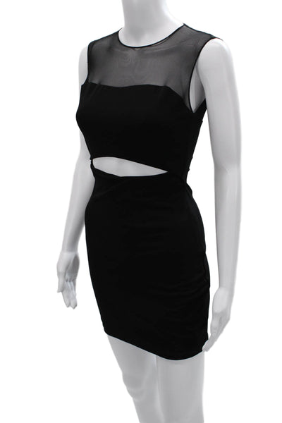 Elizabeth & James Women Bodycon Mini Dress Black Zip Sleeveless Size 2