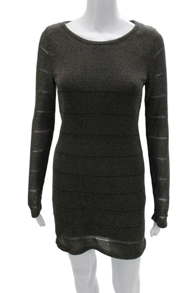 Rag & Bone Womens Bodycon Sweater Dress Dark Gray Striped Long Sleeve Size XS