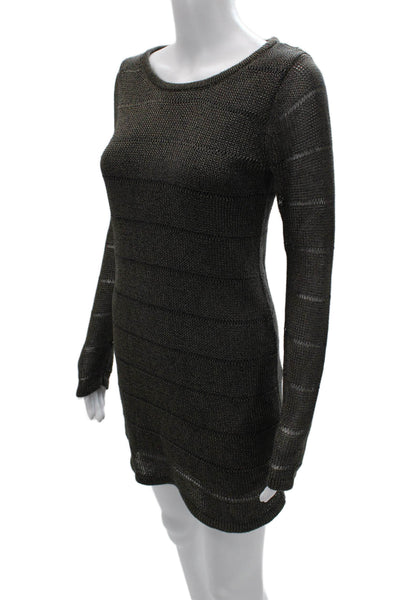 Rag & Bone Womens Bodycon Sweater Dress Dark Gray Striped Long Sleeve Size XS