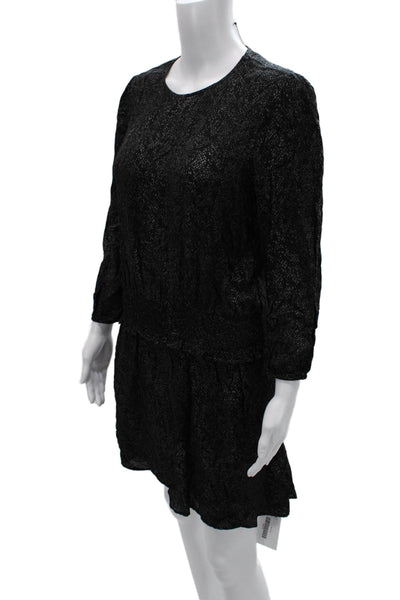 Rails Womens Shift Dress Black Snake Print Knee Length 3/4 Sleeve Button Size S