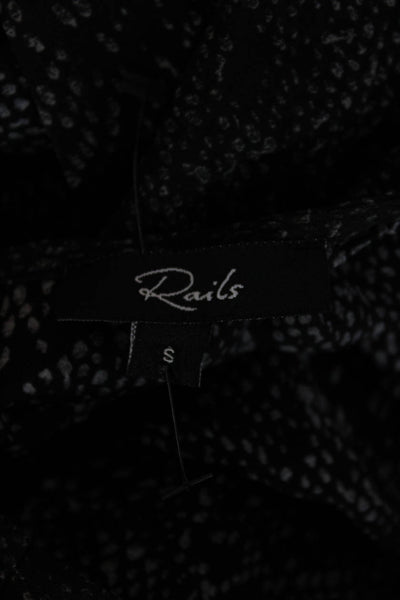 Rails Womens Shift Dress Black Snake Print Knee Length 3/4 Sleeve Button Size S