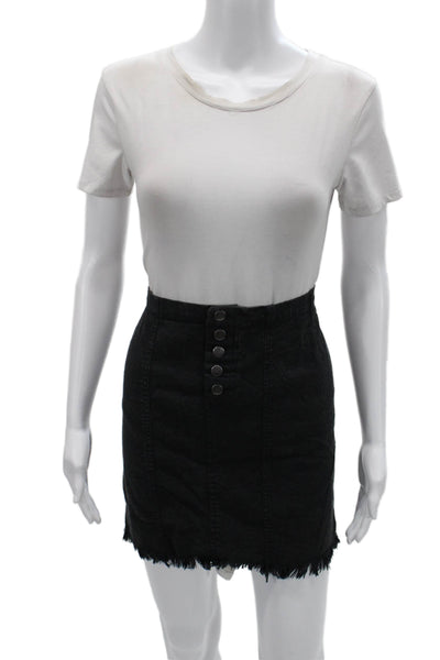 Chaser Women Mini Pencil Skirt Black Solid Polyester Size L
